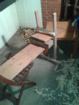 Meine Schnitzbank in meiner "Werkstatt"